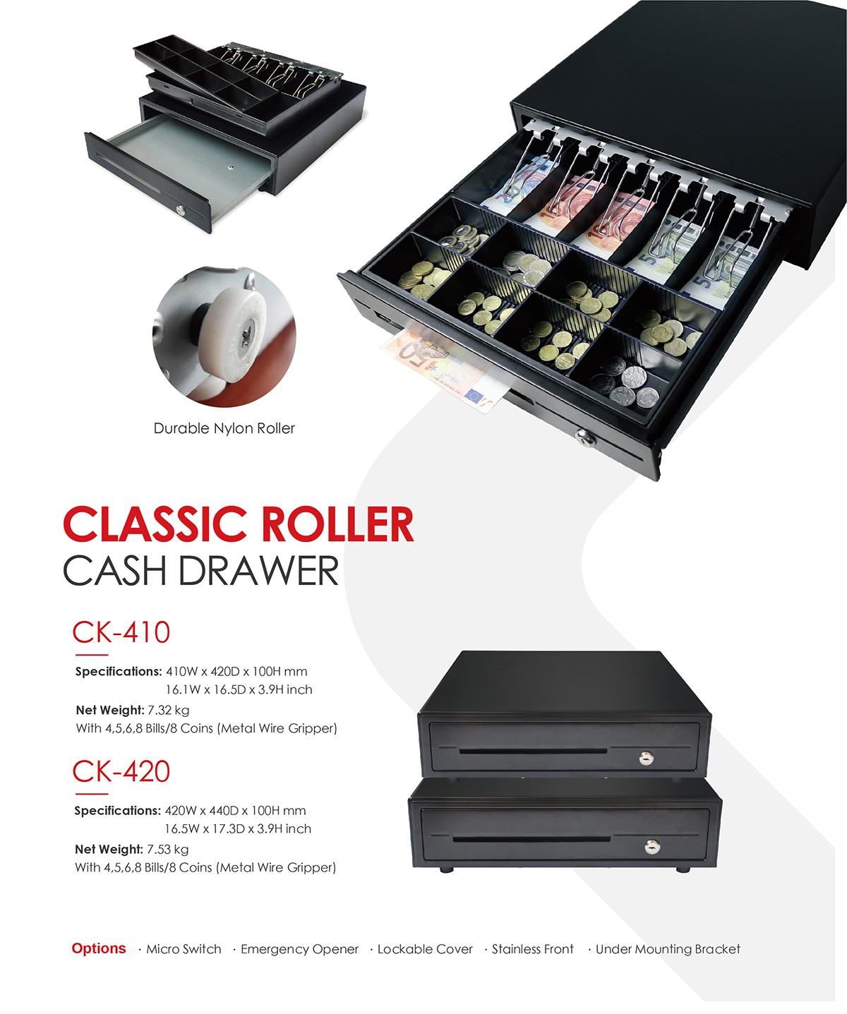 Classic roller cash drawer ck410