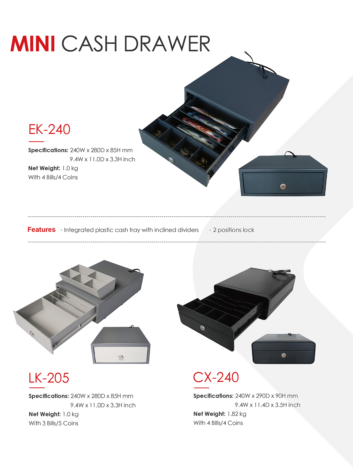 Mini cash drawer ek240