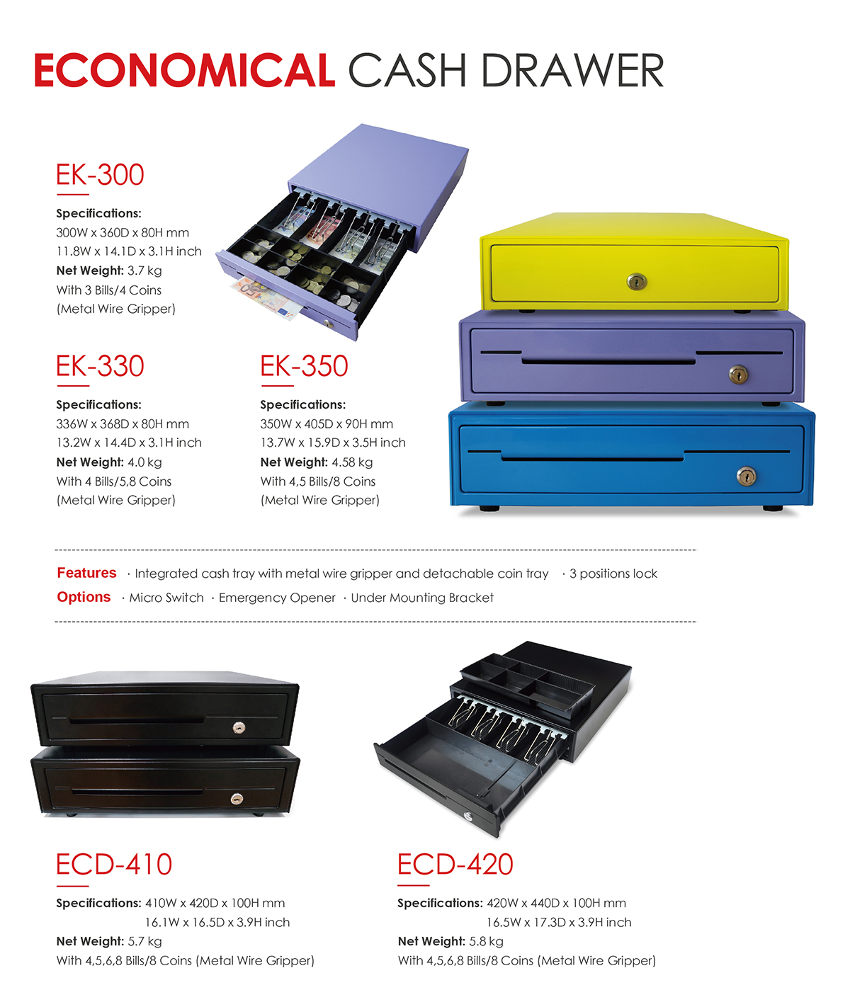 Economical cash drawer ek350