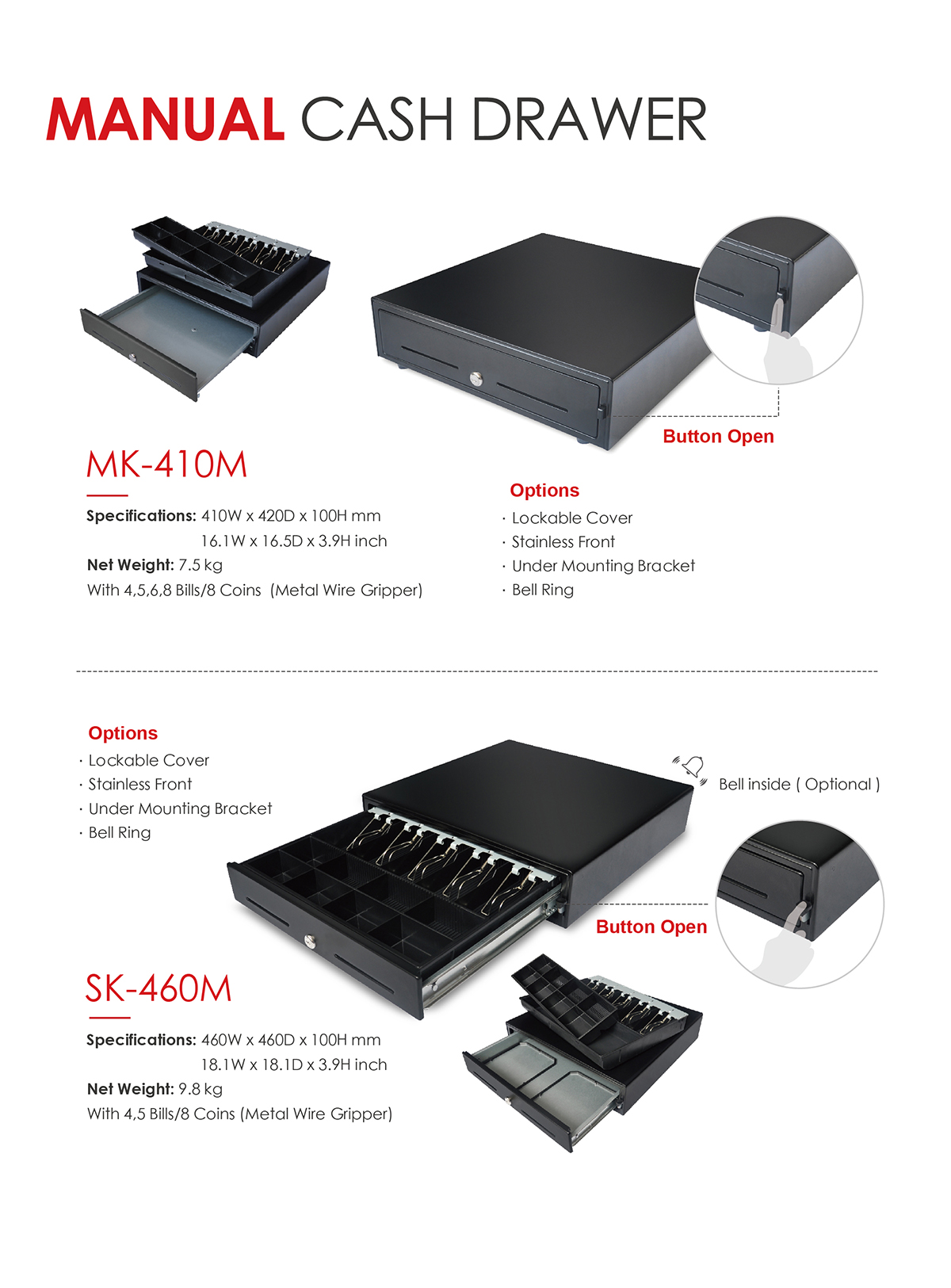 Manual cash drawer sk460m