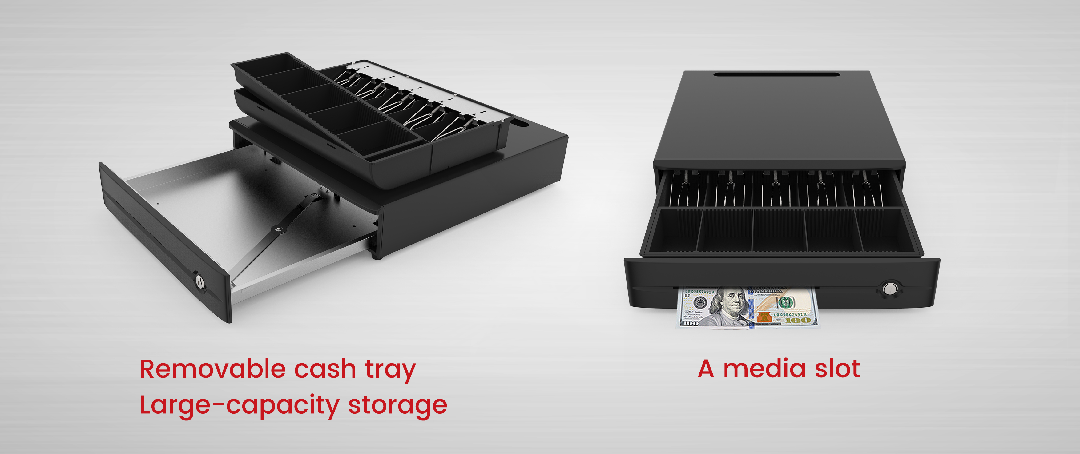 Classic roller cash drawer cm-410l makes wiring invisible 