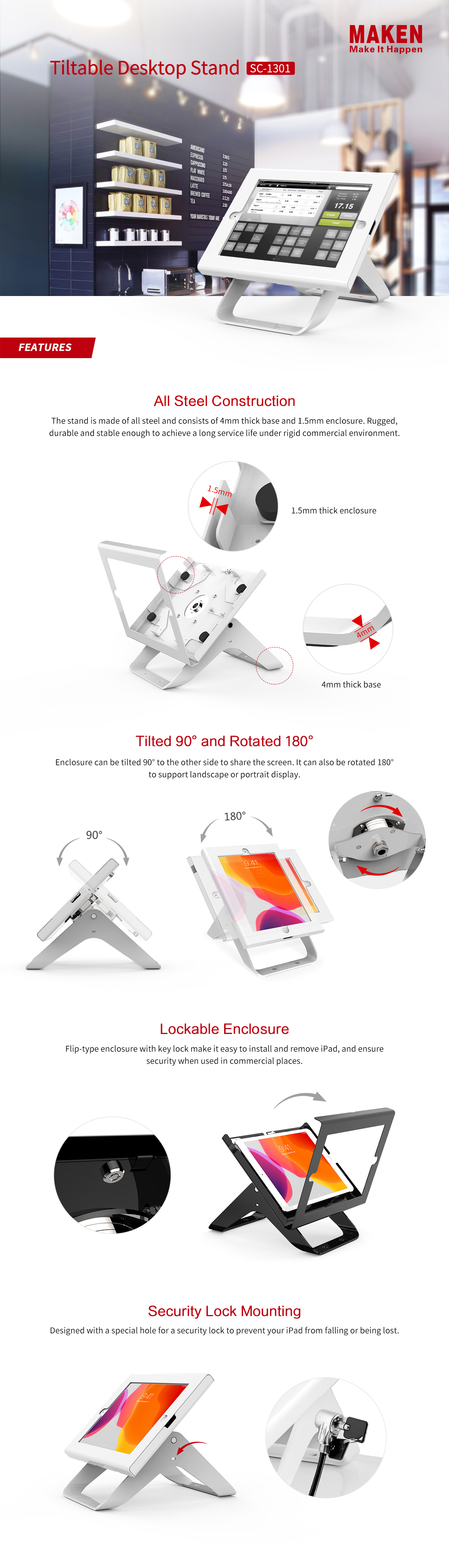 Tiltable desktop stand sc1301