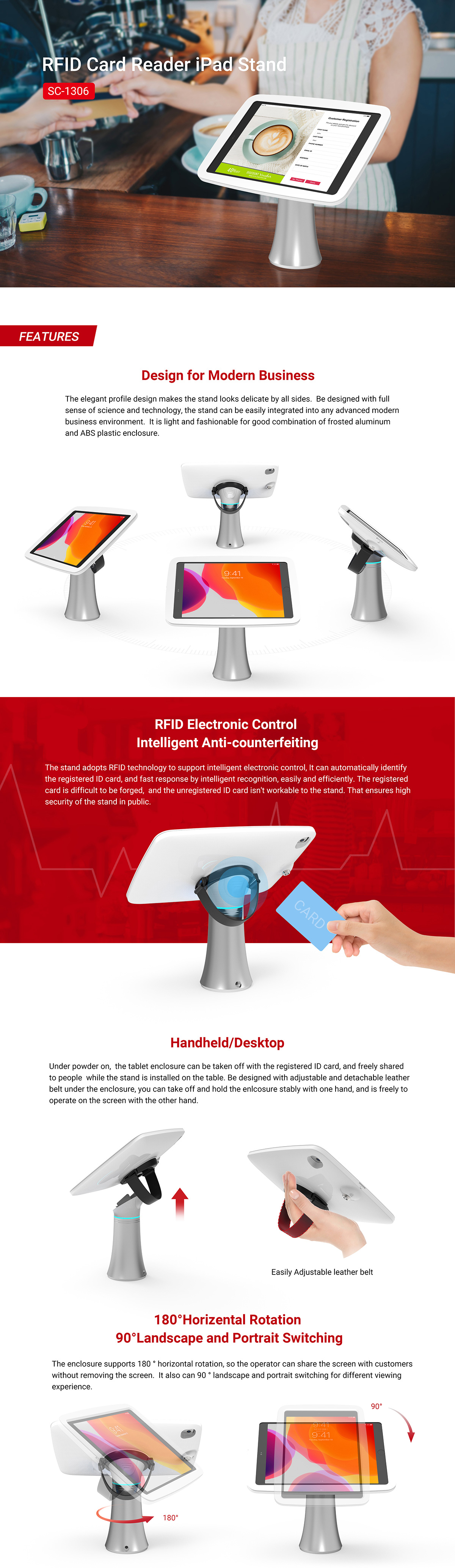 Rfid card reader ipad stand sc1306