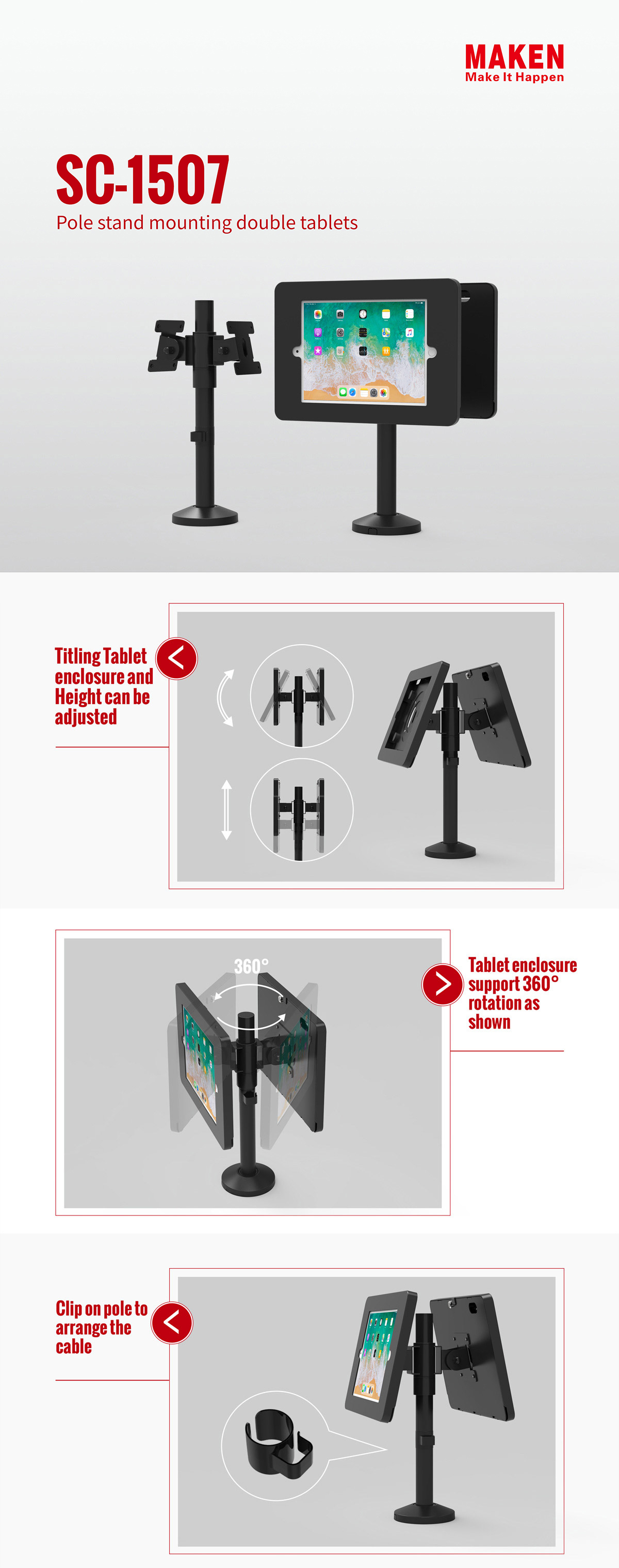 Dual-screen cantilever pole stand sc1507