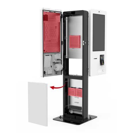 Dual-screen vertical ordering kiosk kh2720-side lockable door