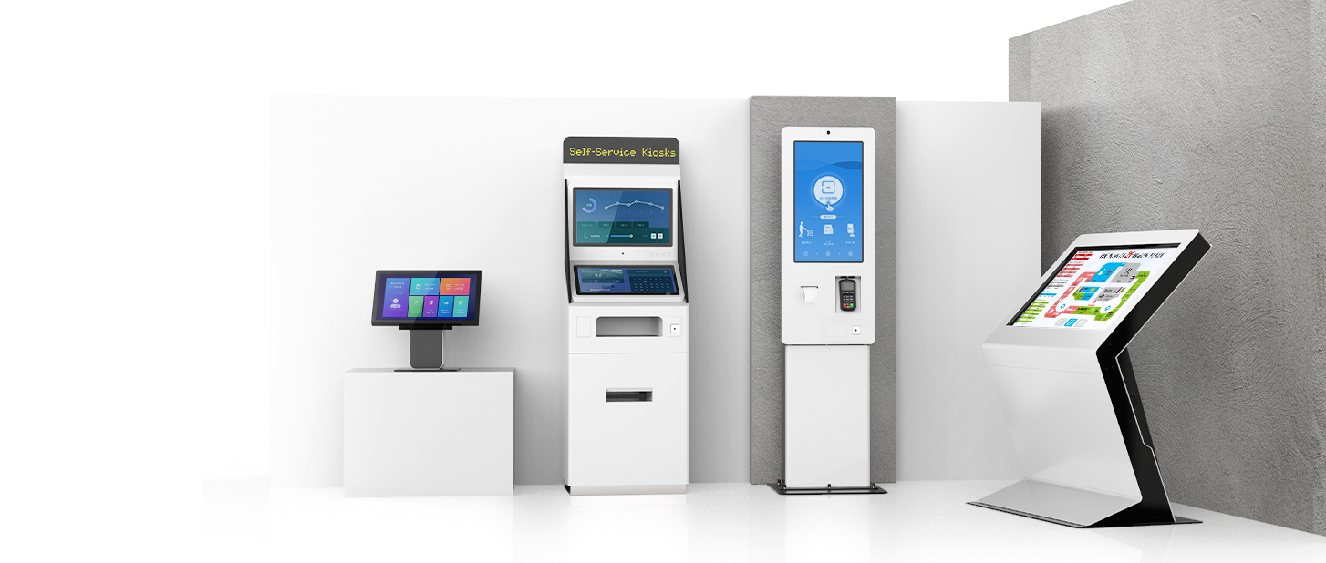 Information kiosks, self-ordering kiosks, self-checkout kiosks and touchscreen computers.