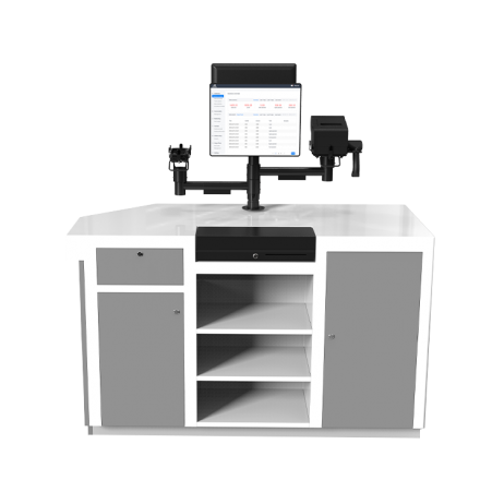 Rotating pos stand & flip top cash drawer ps3020 & ft460i